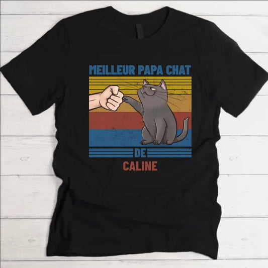 Papa chat de... - T-Shirt personnalisé