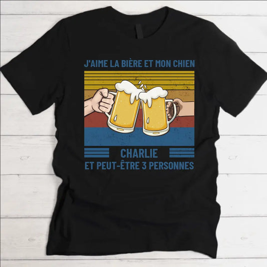 J'aime la bière et mon chien - T-Shirt personnalisé