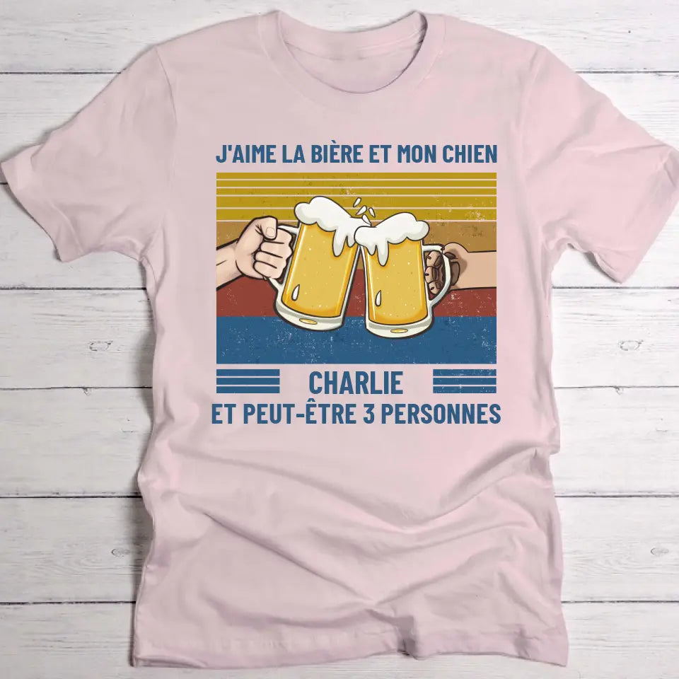 J'aime la bière et mon chien - T-Shirt personnalisé
