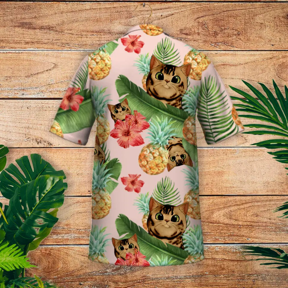 Chats curieux tropicaux - Chemise hawaïenne personnalisée