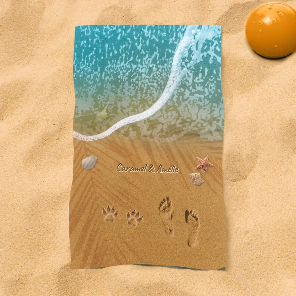 Empreintes dans les sable - Serviette de plage personnalisée