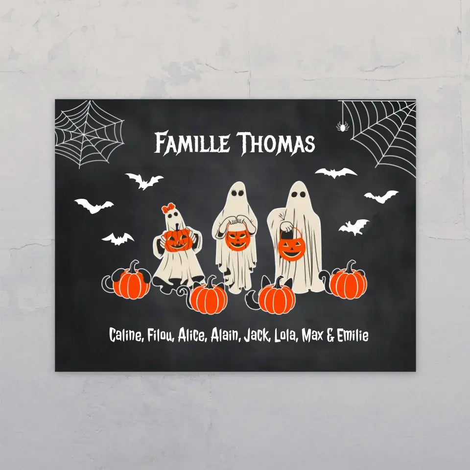 Famille Halloween - Plaque de porte personnalisée