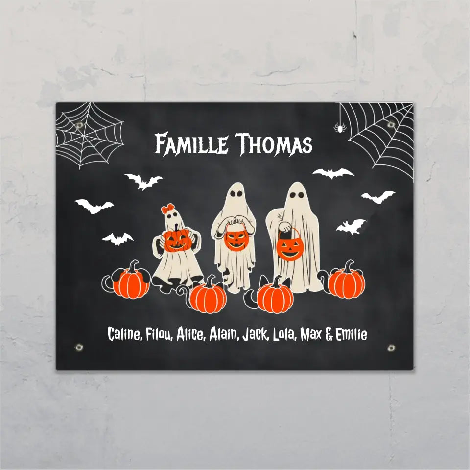 Famille Halloween - Plaque de porte personnalisée