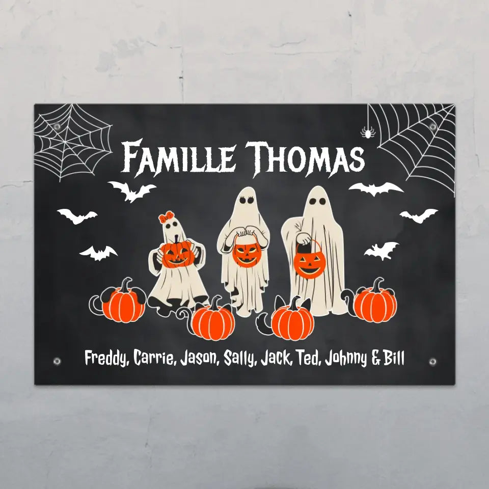 Famille Halloween - Plaque de porte personnalisée