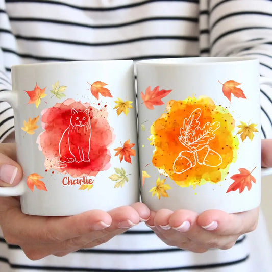 Animaux automnaux au dessin au trait - Mug personnalisé