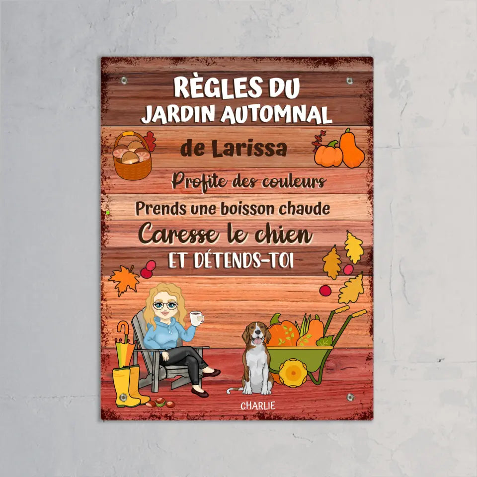 Règles du jardin automnal - Plaque de jardin personnalisée