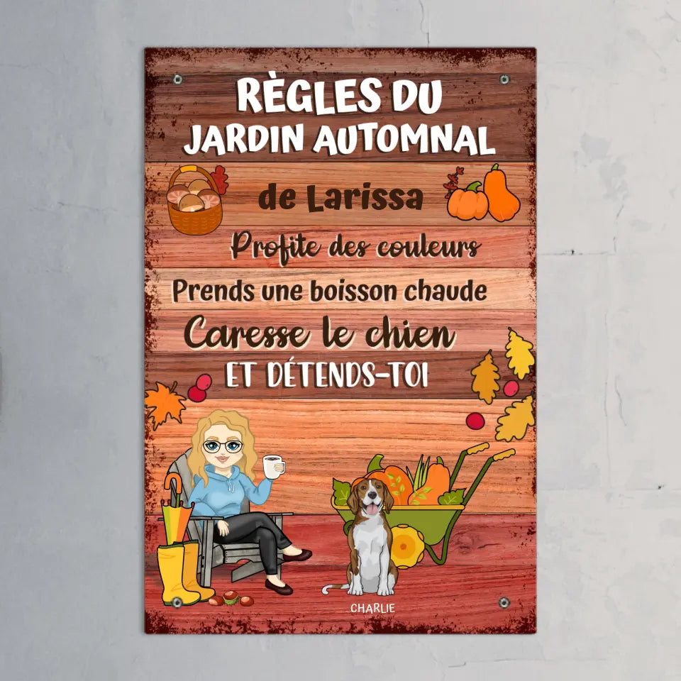 Règles du jardin automnal - Plaque de jardin personnalisée