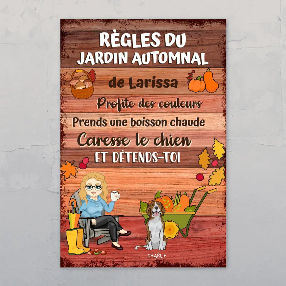 Règles du jardin automnal - Plaque de jardin personnalisée