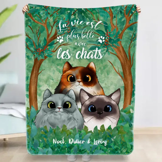 Couverture personnalisée - La vie est belle avec les chats