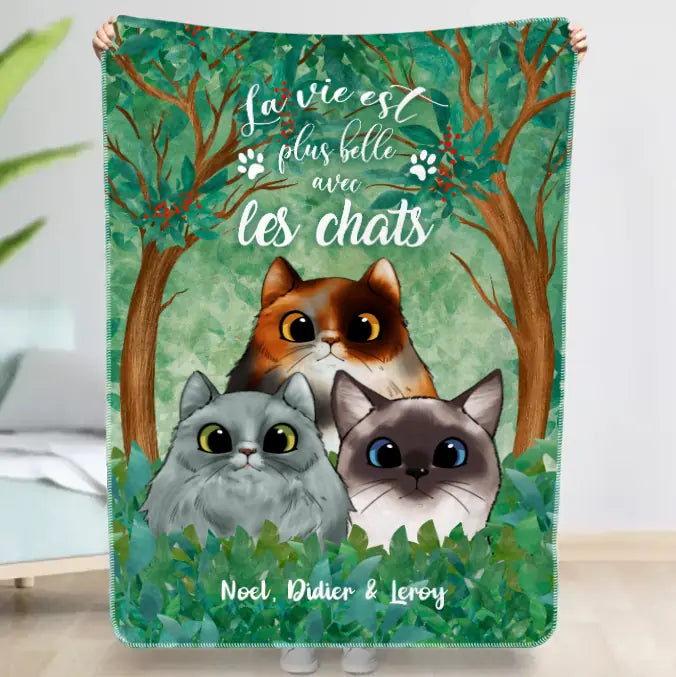 Couverture personnalisée - La vie est belle avec les chats