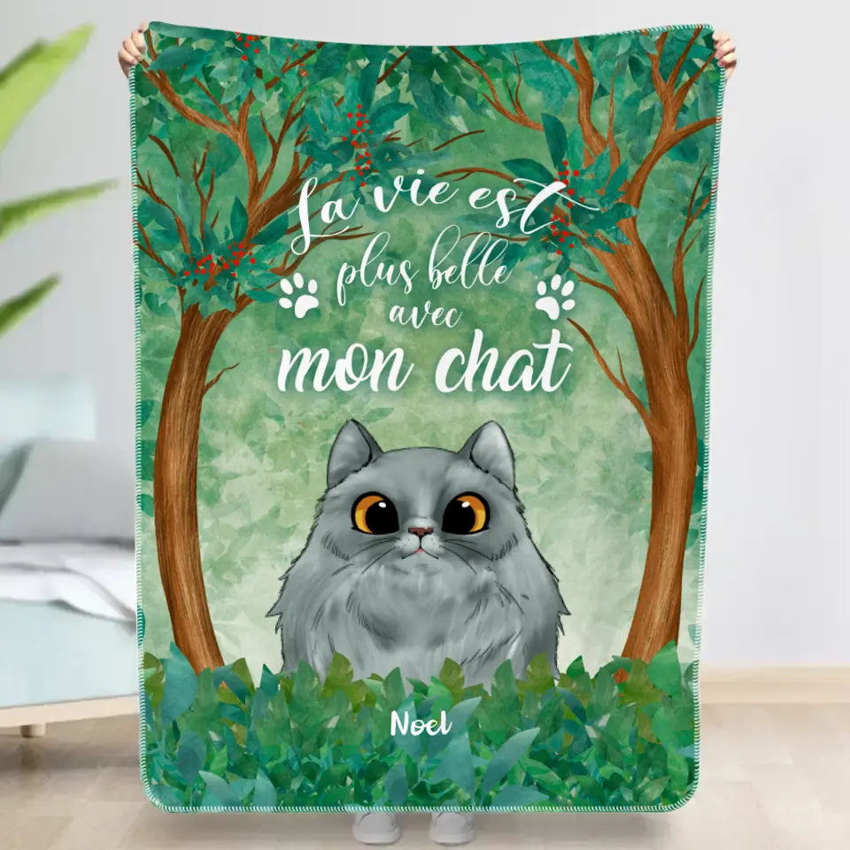Couverture personnalisée - La vie est belle avec les chats