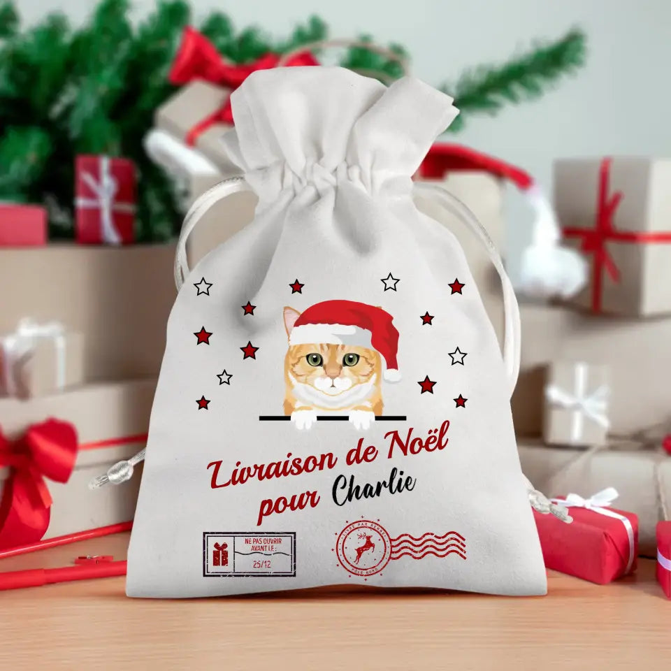 Livraison de Noël - Sac cadeau personnalisé