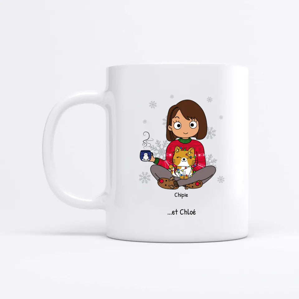 Hiver avec animal - Mug personnalisé (Style BD)