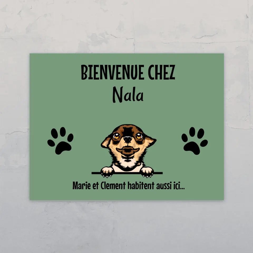 Plaque de porte personnalisée Bienvenue chez - Chats ou chiens, Couleurs  et noms personnalisables – Customisy