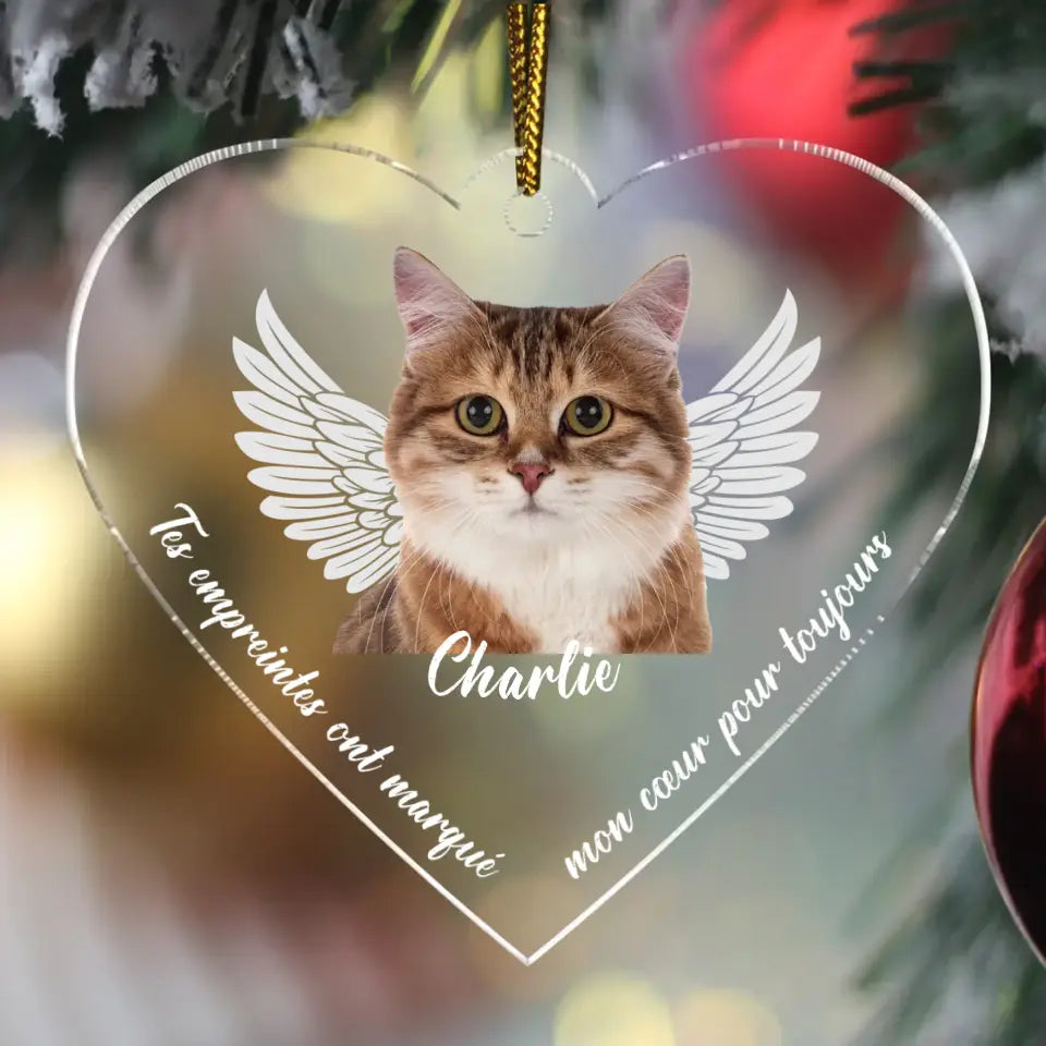 Empreintes sur mon cœur - Ornement acrylique personnalisé