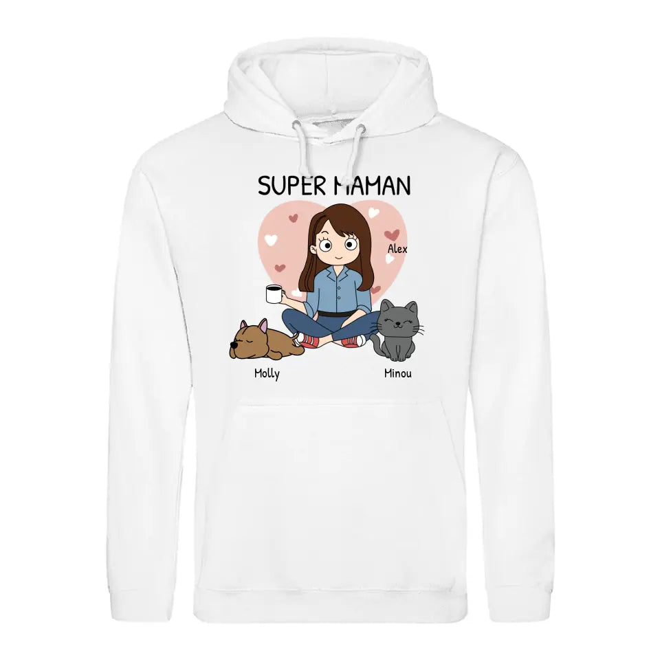 Ami des animaux (style BD) - Sweat à capuche personnalisé