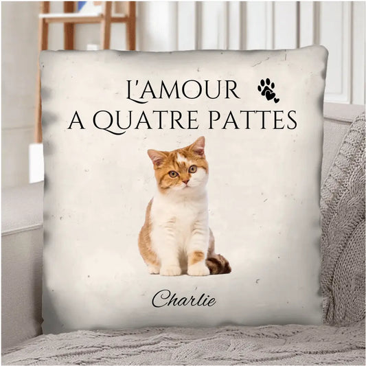 L'amour a quatre pattes - Coussin personnalisé