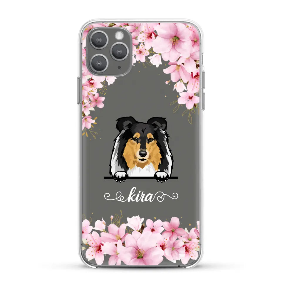 Fleurs et chiens - Coque de téléphone personnalisée