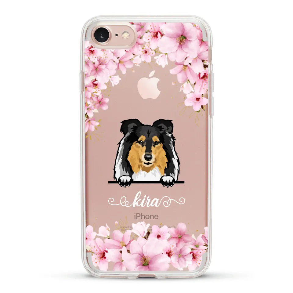 Fleurs et chiens - Coque de téléphone personnalisée