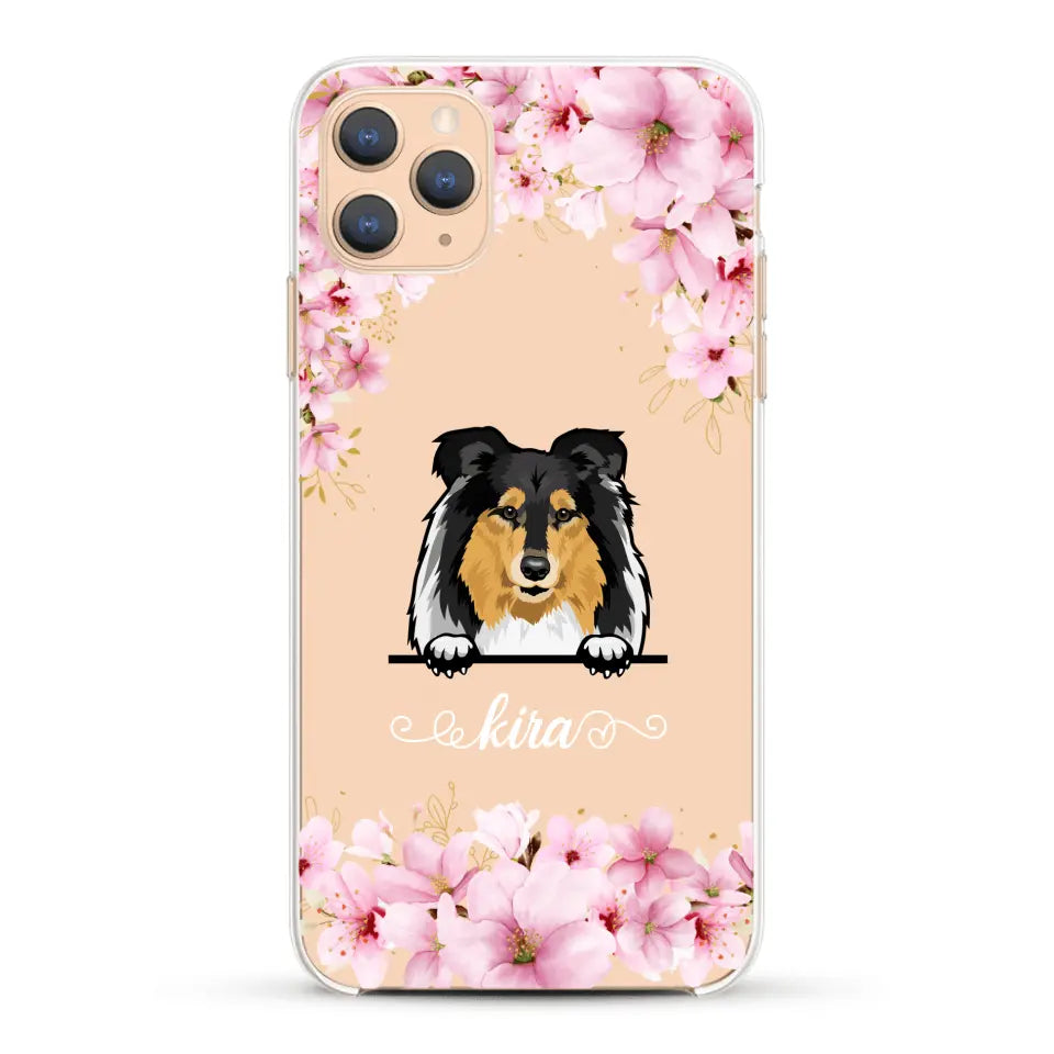 Fleurs et chiens - Coque de téléphone personnalisée