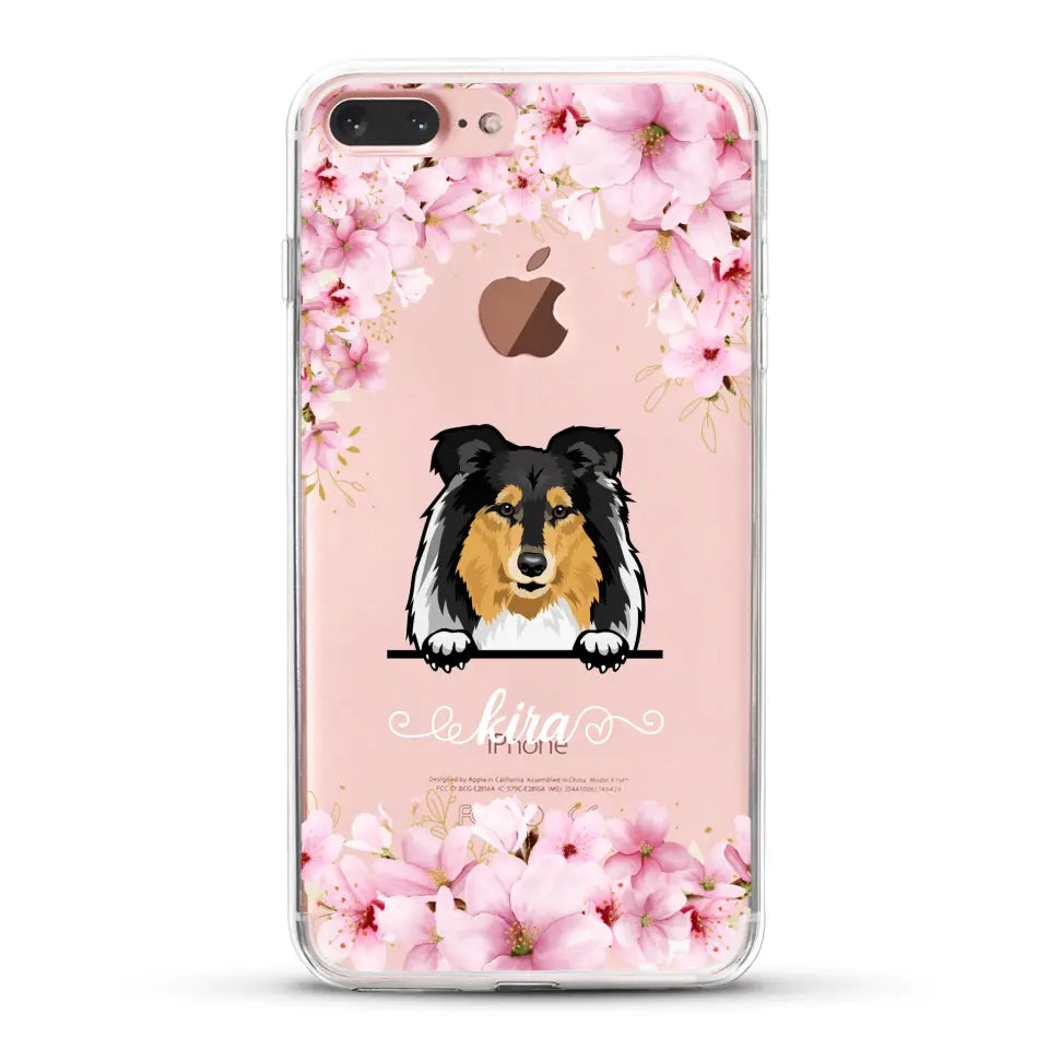 Fleurs et chiens - Coque de téléphone personnalisée