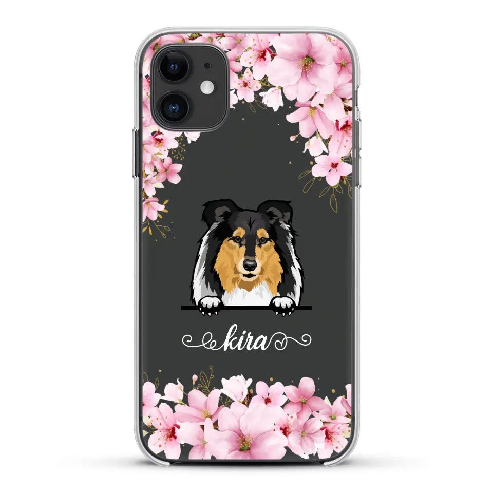 Fleurs et chiens - Coque de téléphone personnalisée