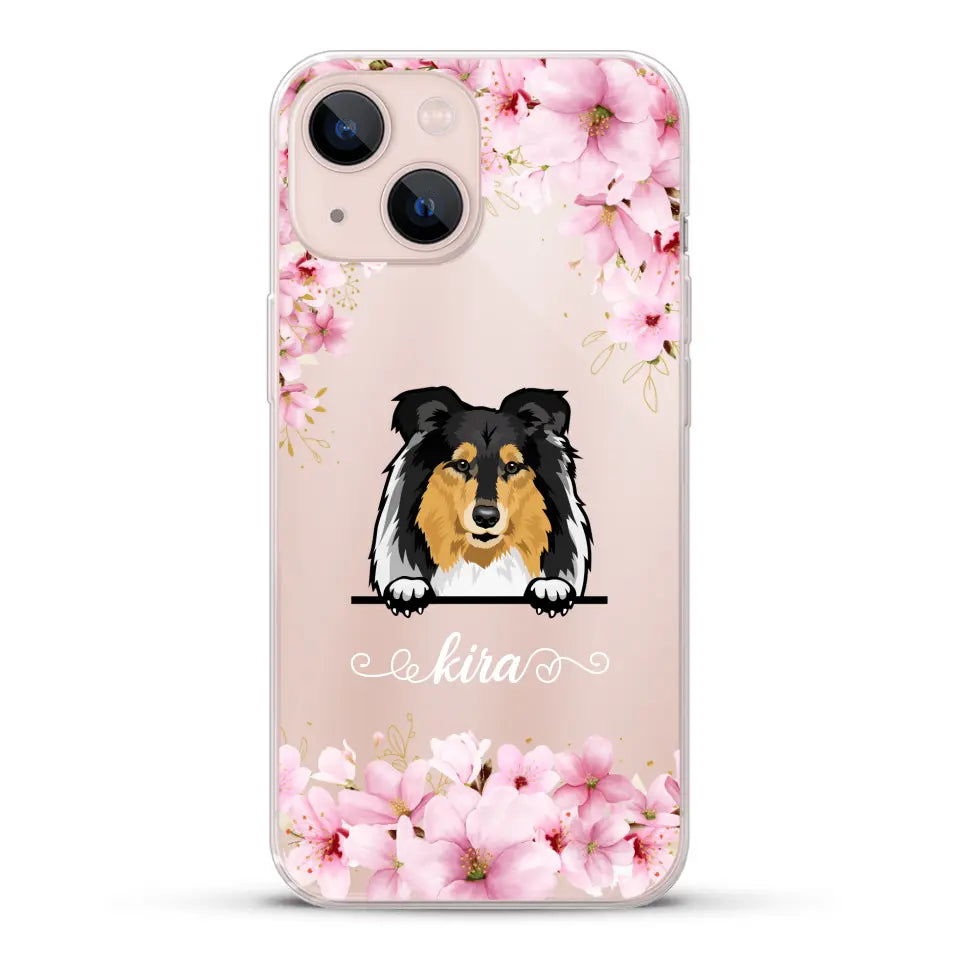 Fleurs et chiens - Coque de téléphone personnalisée