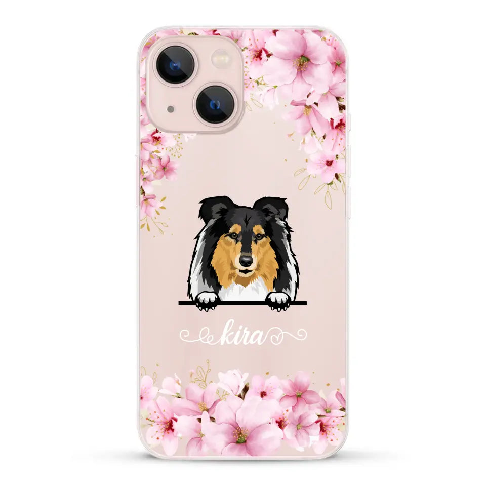 Fleurs et chiens - Coque de téléphone personnalisée