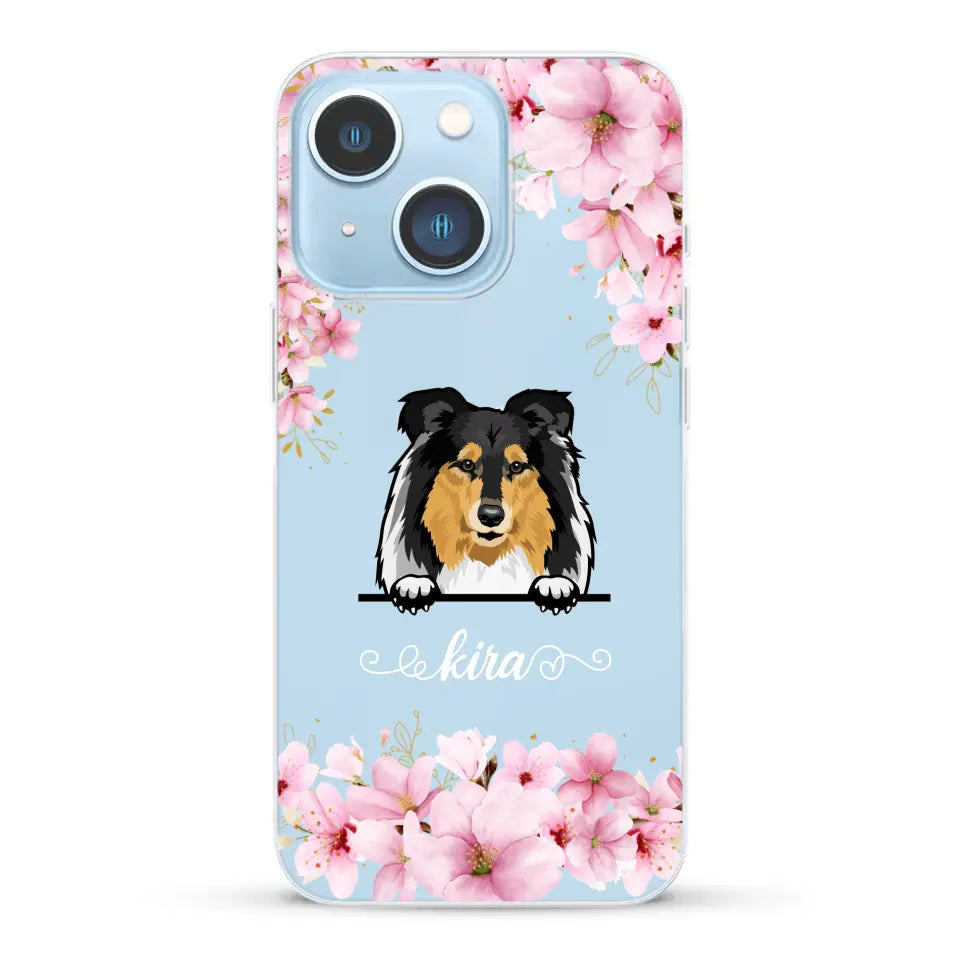 Fleurs et chiens - Coque de téléphone personnalisée