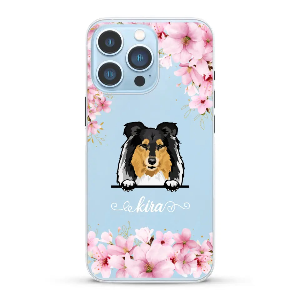 Fleurs et chiens - Coque de téléphone personnalisée