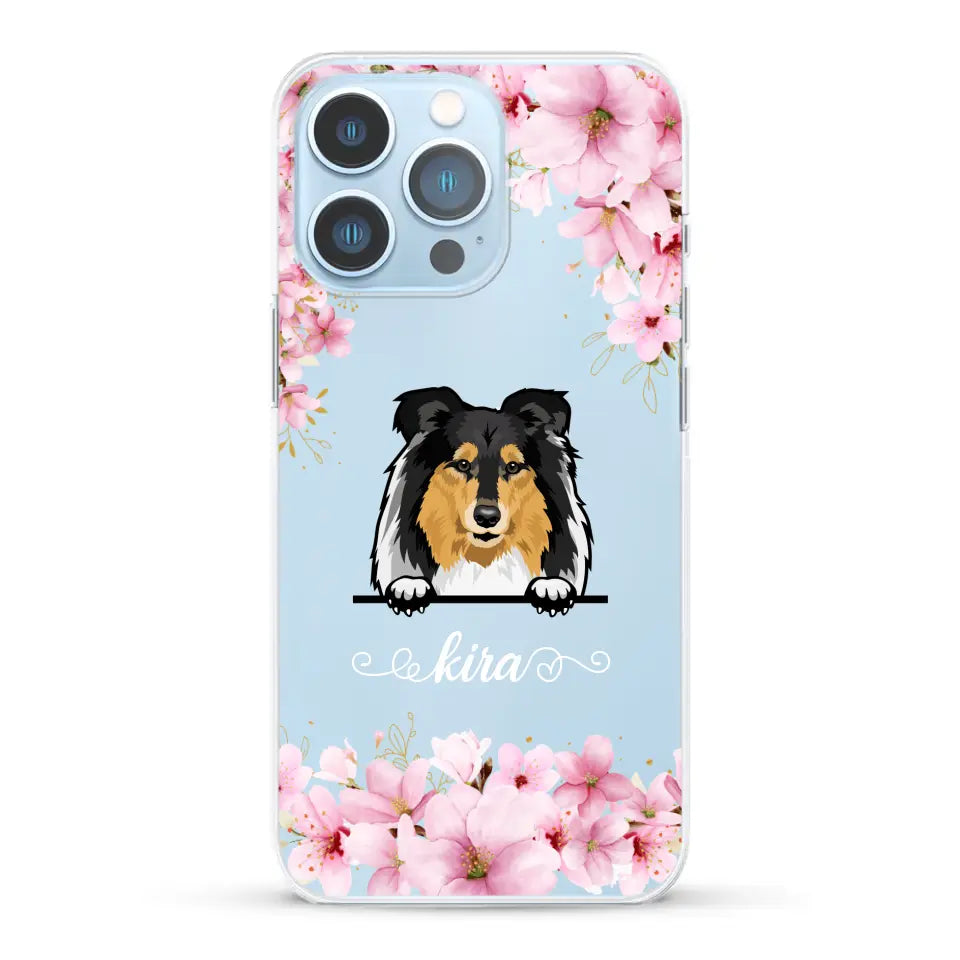 Fleurs et chiens - Coque de téléphone personnalisée