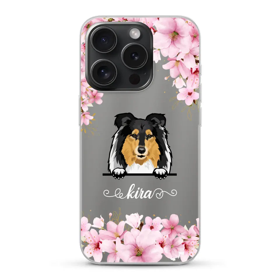 Fleurs et chiens - Coque de téléphone personnalisée