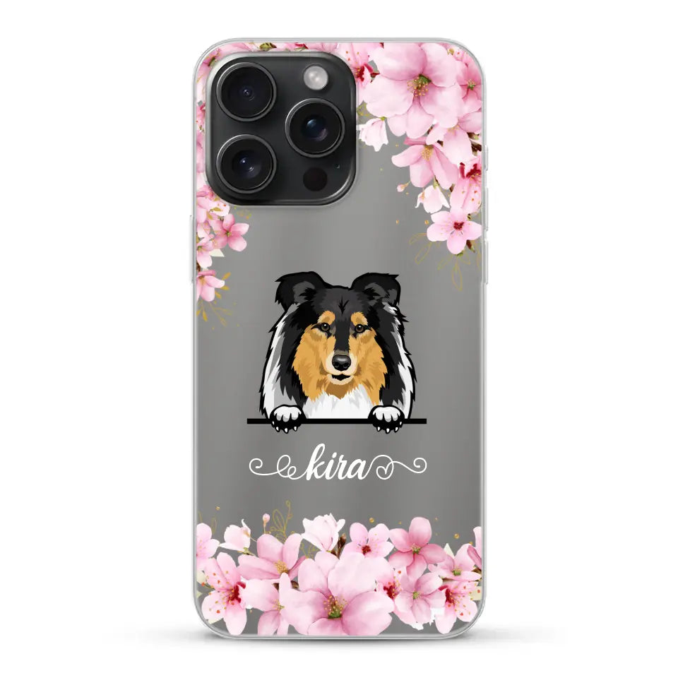 Fleurs et chiens - Coque de téléphone personnalisée