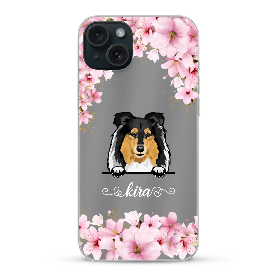 Fleurs et chiens - Coque de téléphone personnalisée