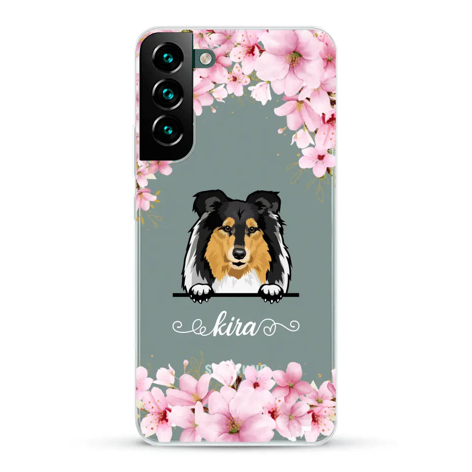 Fleurs et chiens - Coque de téléphone personnalisée