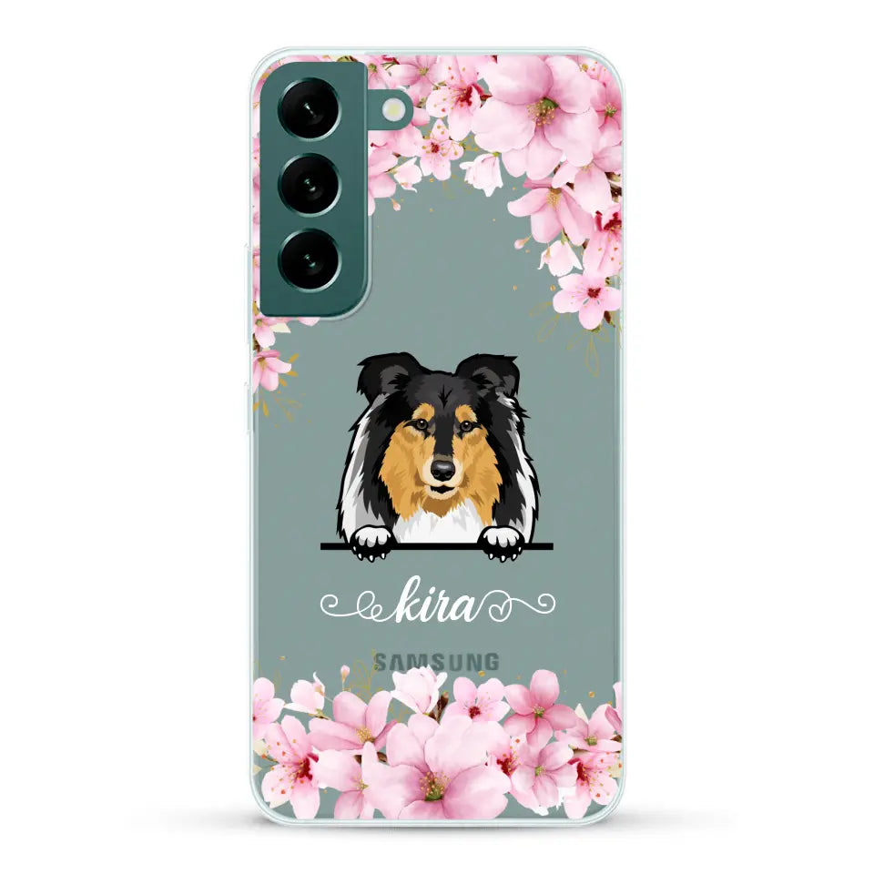 Fleurs et chiens - Coque de téléphone personnalisée