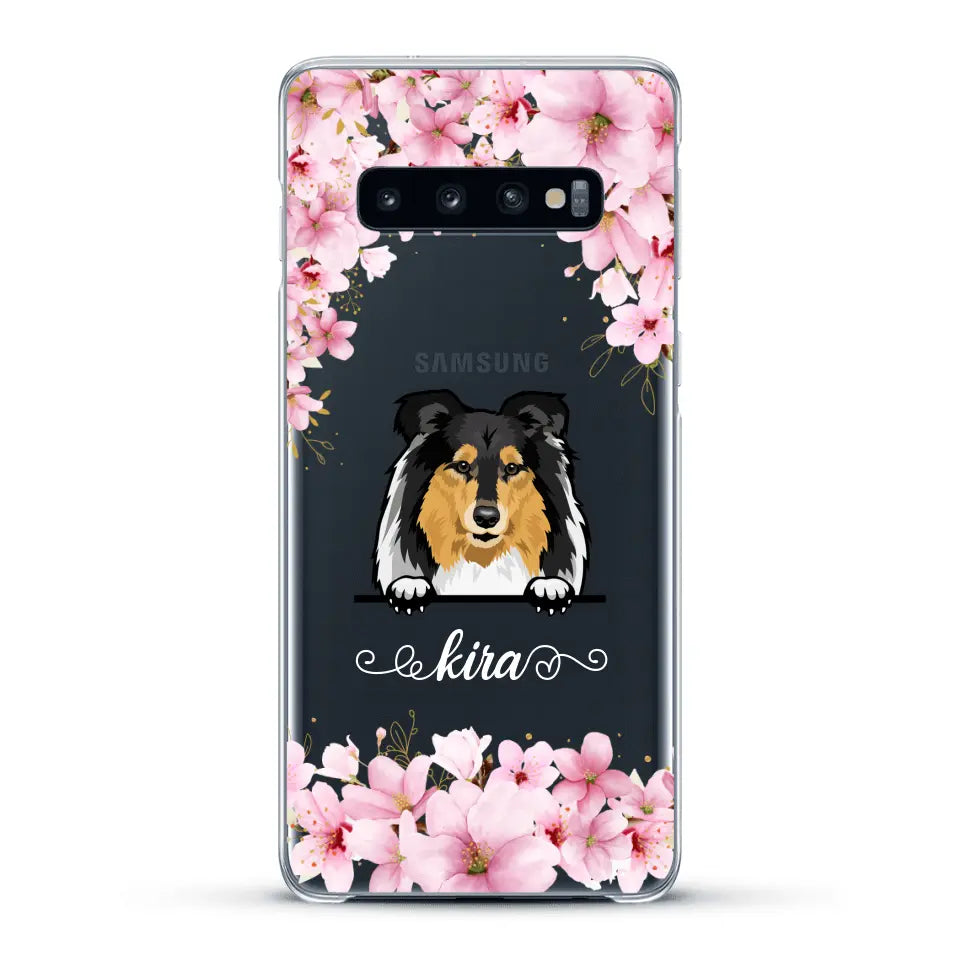 Fleurs et chiens - Coque de téléphone personnalisée