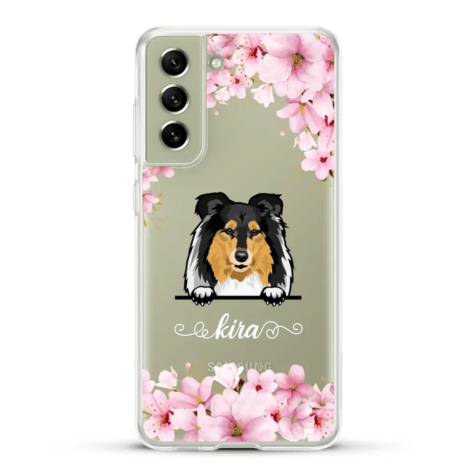 Fleurs et chiens - Coque de téléphone personnalisée