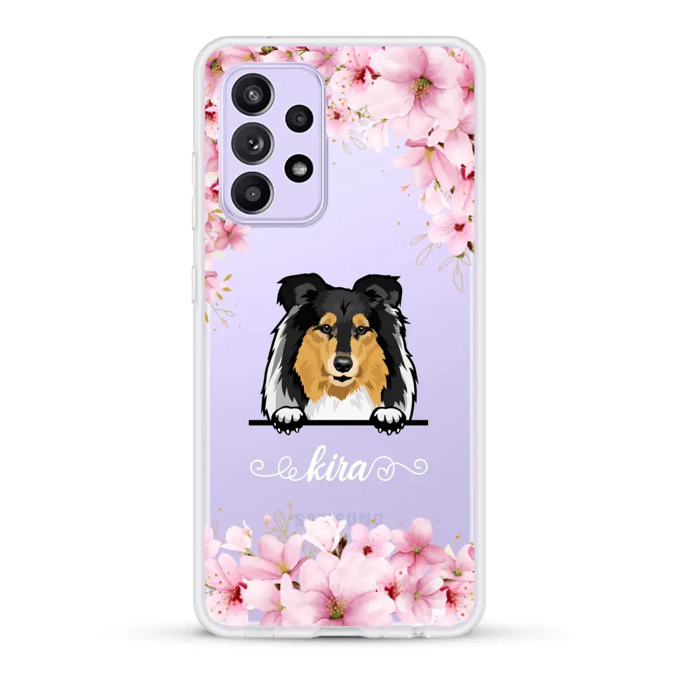 Fleurs et chiens - Coque de téléphone personnalisée