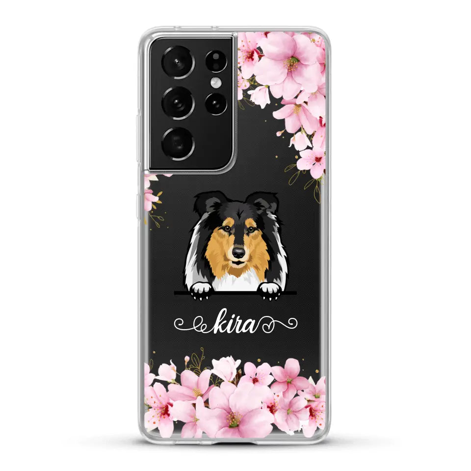 Fleurs et chiens - Coque de téléphone personnalisée