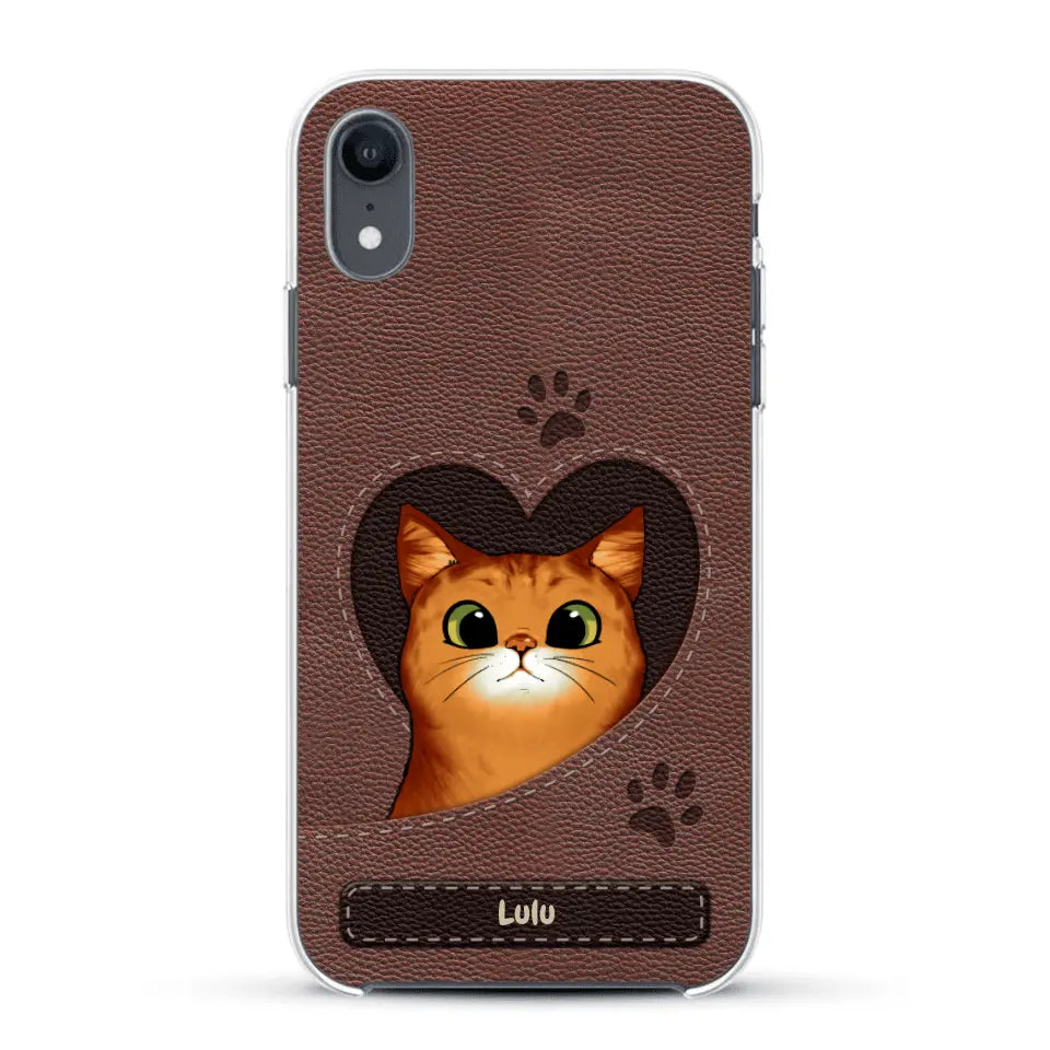 Chats curieux aspect cuir - Coque de téléphone personnalisée