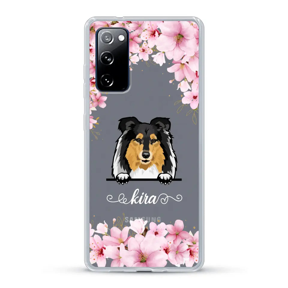 Fleurs et chiens - Coque de téléphone personnalisée