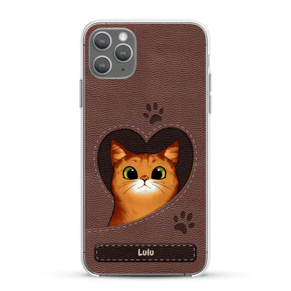 Chats curieux aspect cuir - Coque de téléphone personnalisée