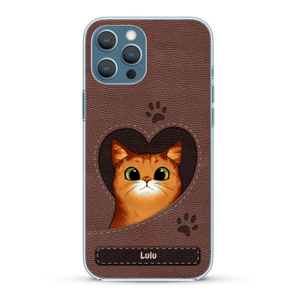 Chats curieux aspect cuir - Coque de téléphone personnalisée