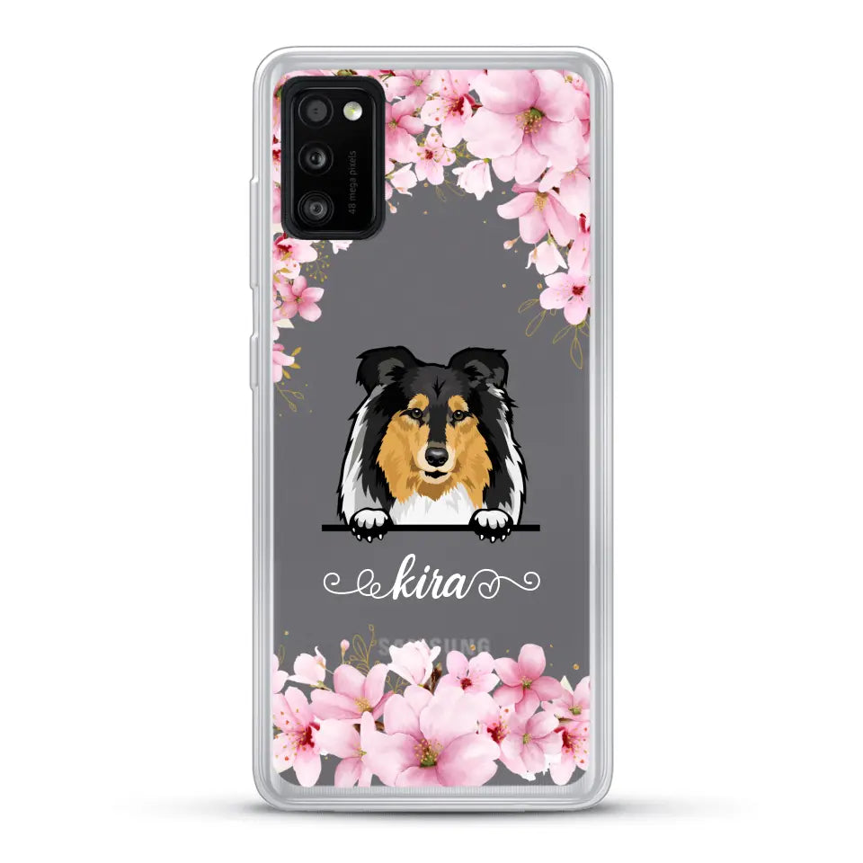 Fleurs et chiens - Coque de téléphone personnalisée
