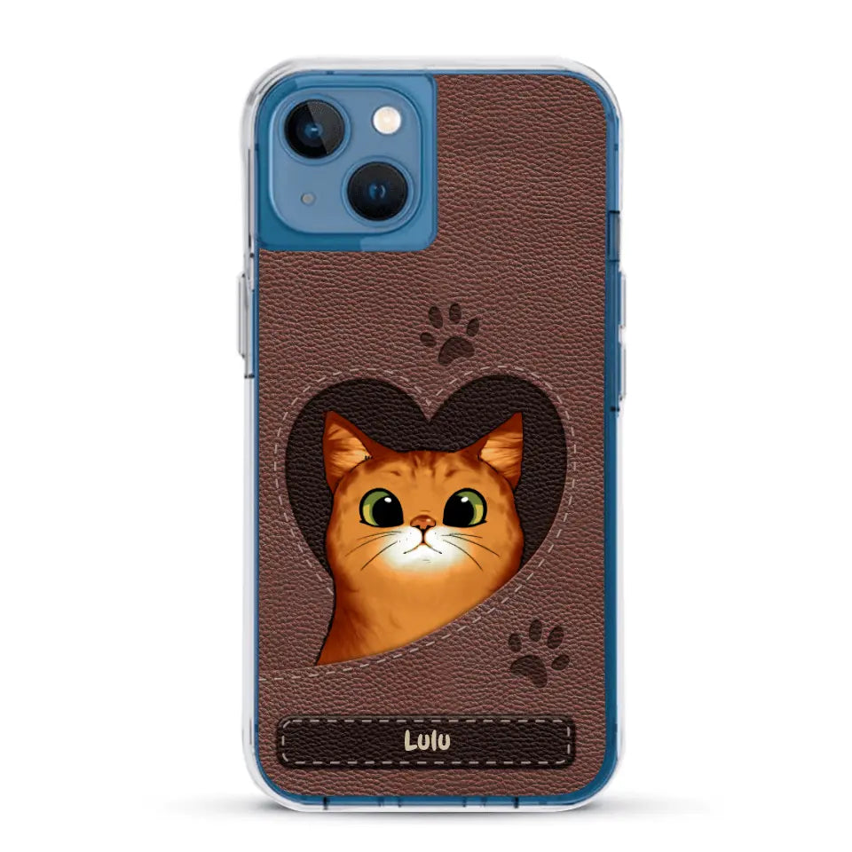 Chats curieux aspect cuir - Coque de téléphone personnalisée