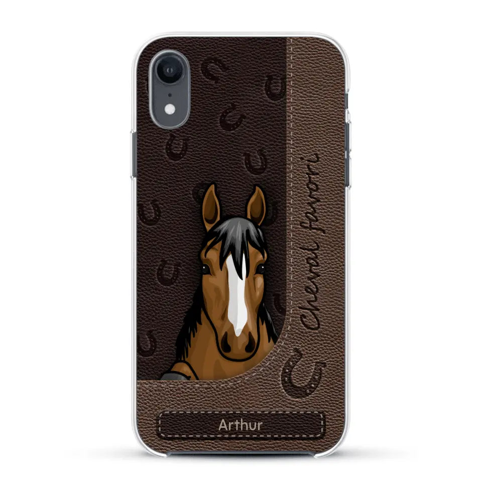 Chevaux curieux aspect cuir - Coque de téléphone personnalisée