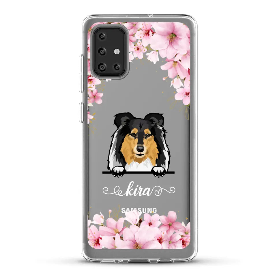 Fleurs et chiens - Coque de téléphone personnalisée