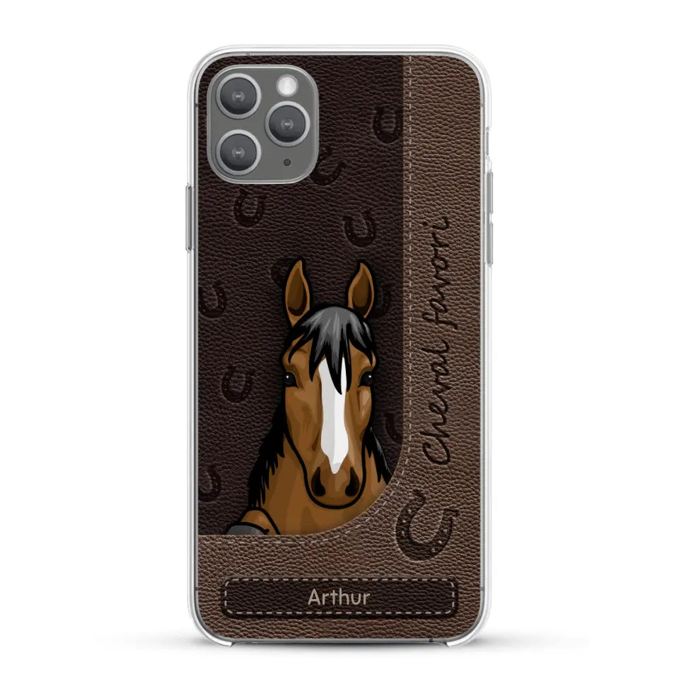 Chevaux curieux aspect cuir - Coque de téléphone personnalisée