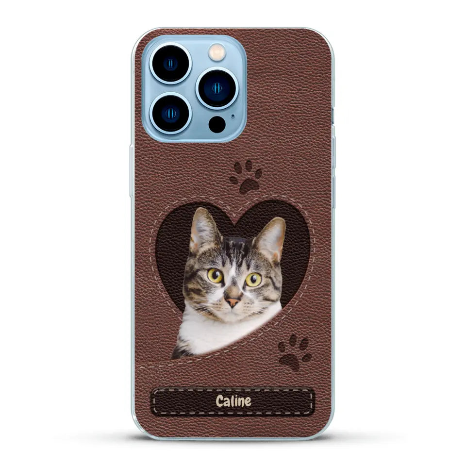 Aspect cuir avec photo - Coque de téléphone personnalisée